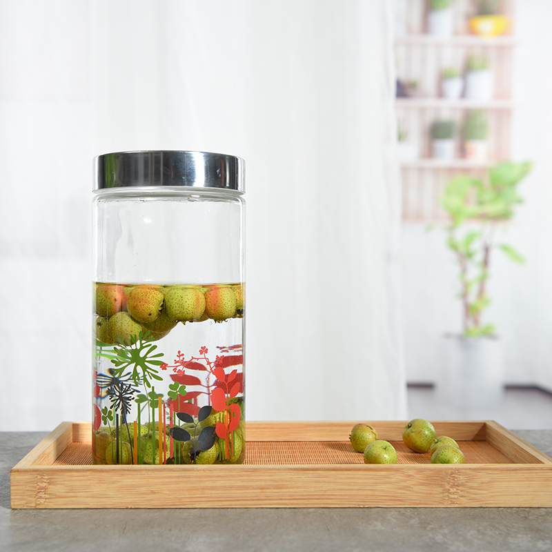 2020 new Modern Hot Sale Best Quality Sealed Waterproof Metal Cover Food Storage Glass Jar with Decal Ready Stock
