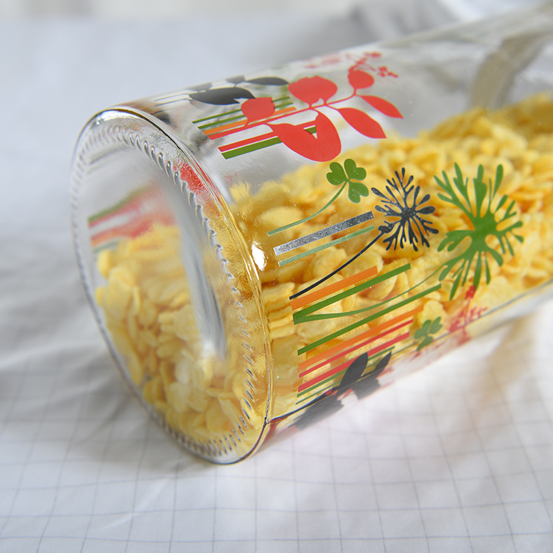 2020 new Modern Hot Sale Best Quality Sealed Waterproof Metal Cover Food Storage Glass Jar with Decal Ready Stock