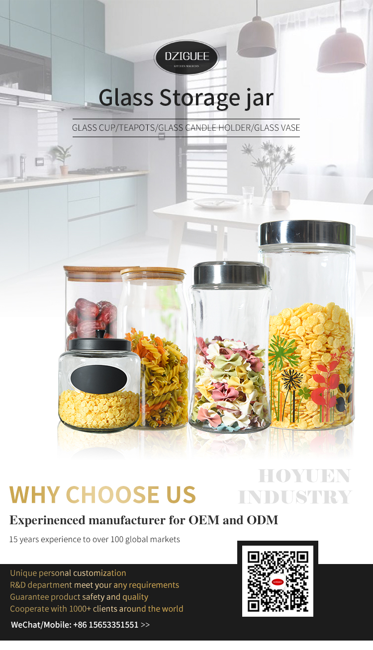 2020 new Modern Hot Sale Best Quality Sealed Waterproof Metal Cover Food Storage Glass Jar with Decal Ready Stock