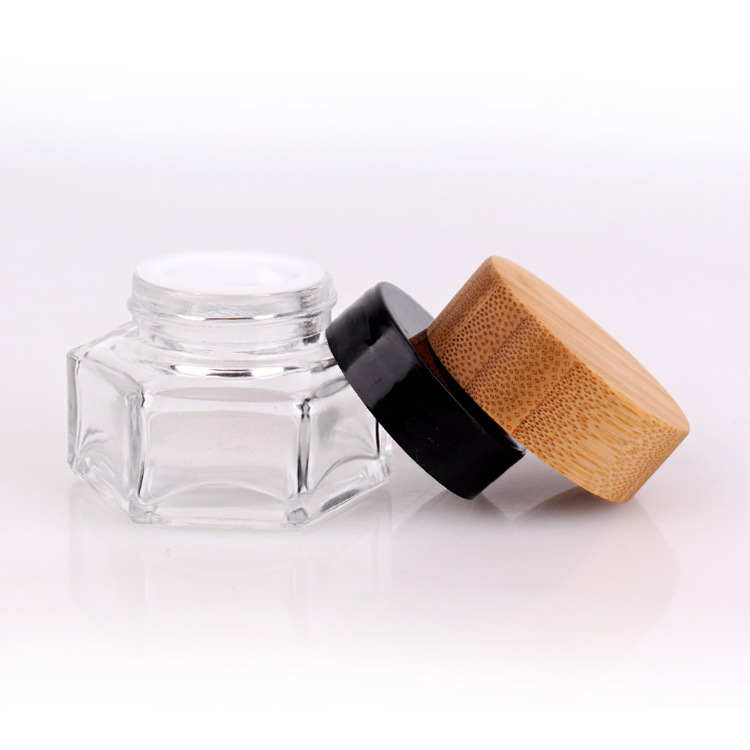 2020 new design customized 50ml/100ml large capacity glass cream jar with bamboo lid