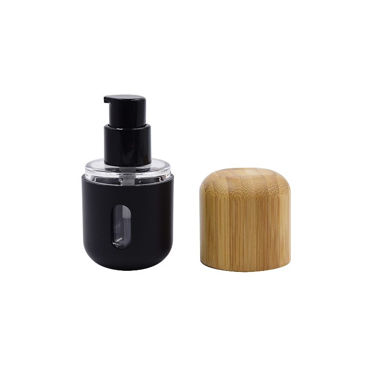 2020 new design eco friendly cosmetic packaging 30ml empty foundation pump bottle with bamboo cap