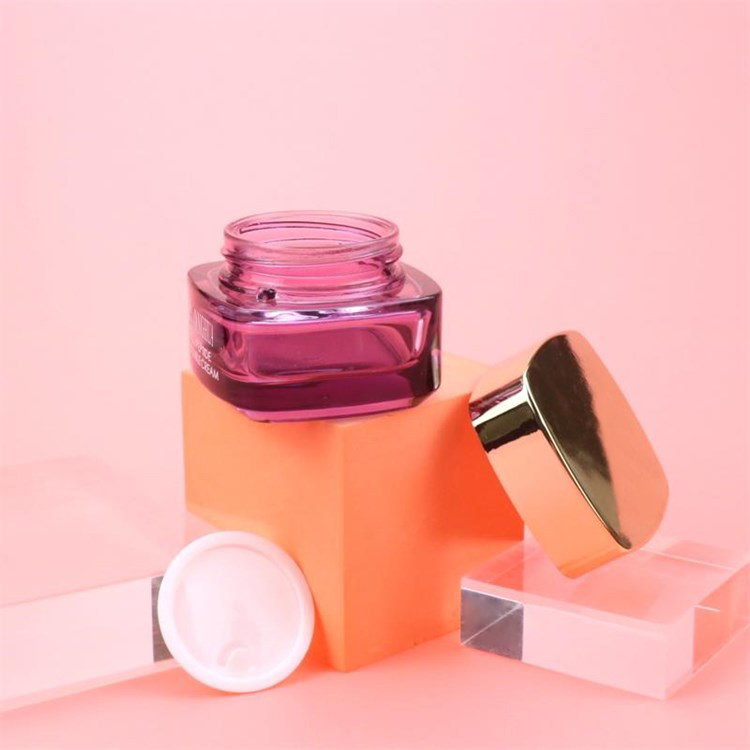 2020 new design square face pack cosmetic container glass jar 50g skincare cream packing