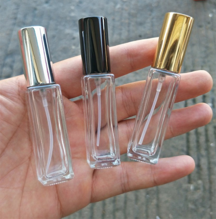 2020 new inventions 10ml Clear square glass perfume bottle with pump spray