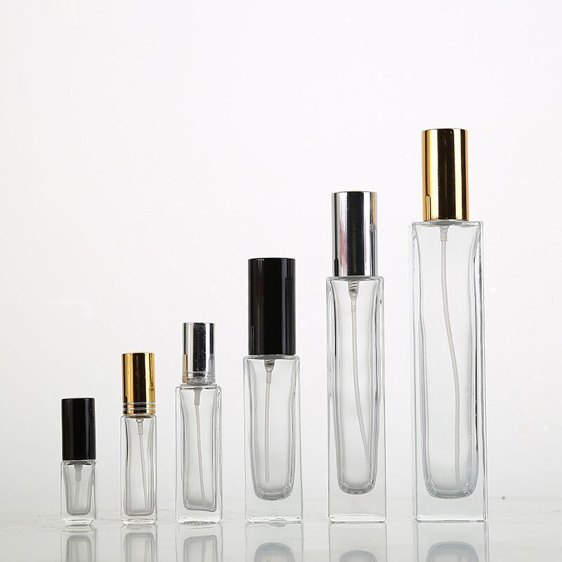 2020 new inventions cosmetic packaging 10ml 30ml 50ml 100ml Empty clear square glass perfume bottle with spray