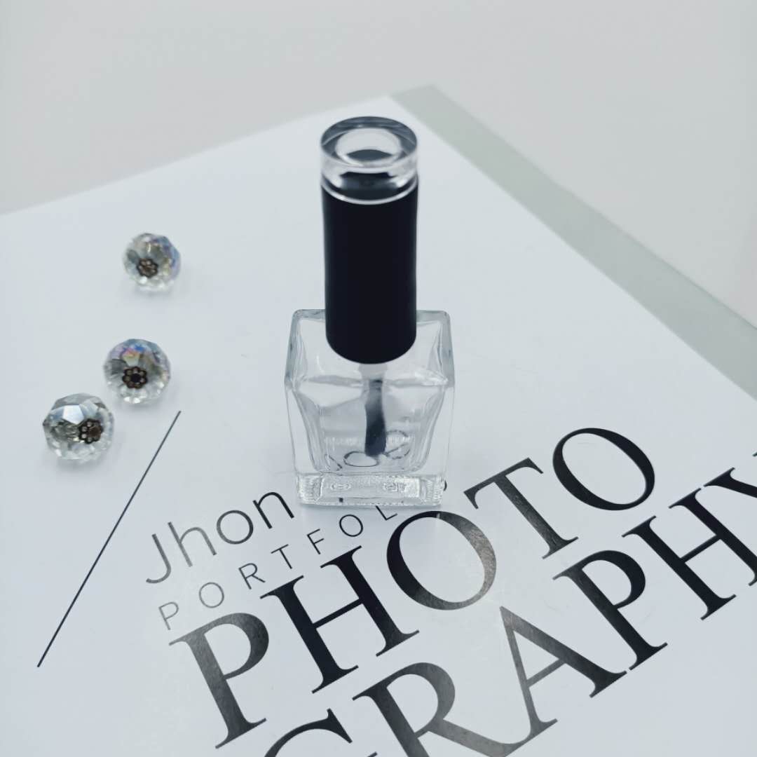 2020 new products 5ml 8ml 10ml 12ml 15ml clear flat rectangle empty uv gel nail polish glass bottle with black brush