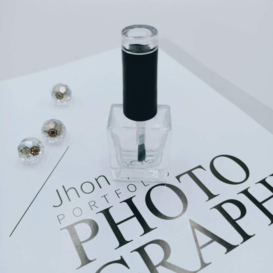 2020 new products 5ml 8ml 10ml 12ml 15ml clear flat rectangle empty uv gel nail polish glass bottle with black brush