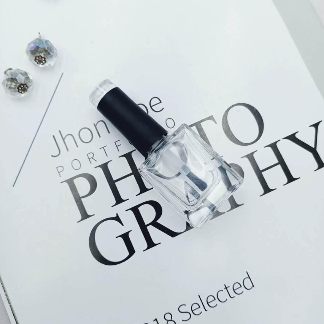 2020 new products 5ml 8ml 10ml 12ml 15ml clear flat rectangle empty uv gel nail polish glass bottle with black brush