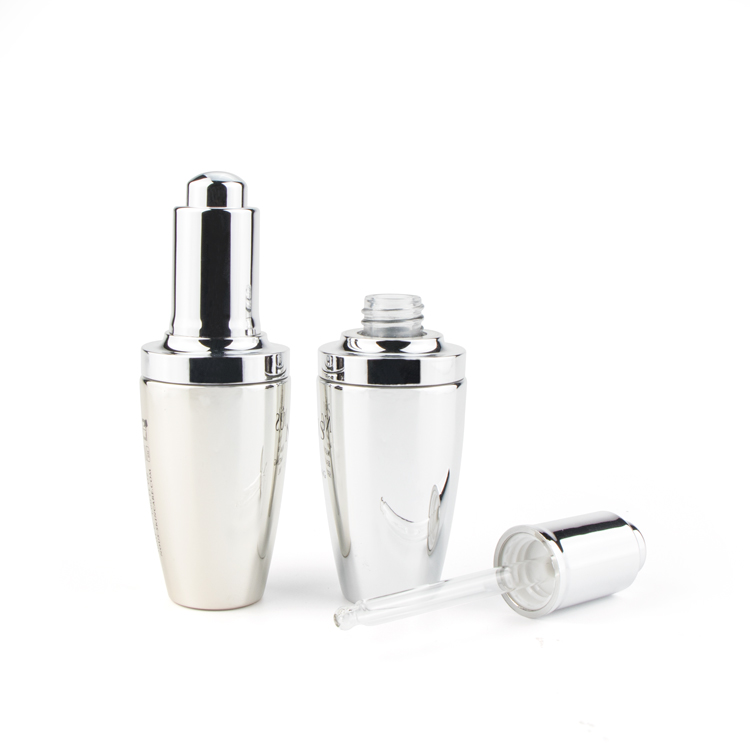 2020 new style 30ml 50ml clear glass serum dropper bottles with press button and dropper cap