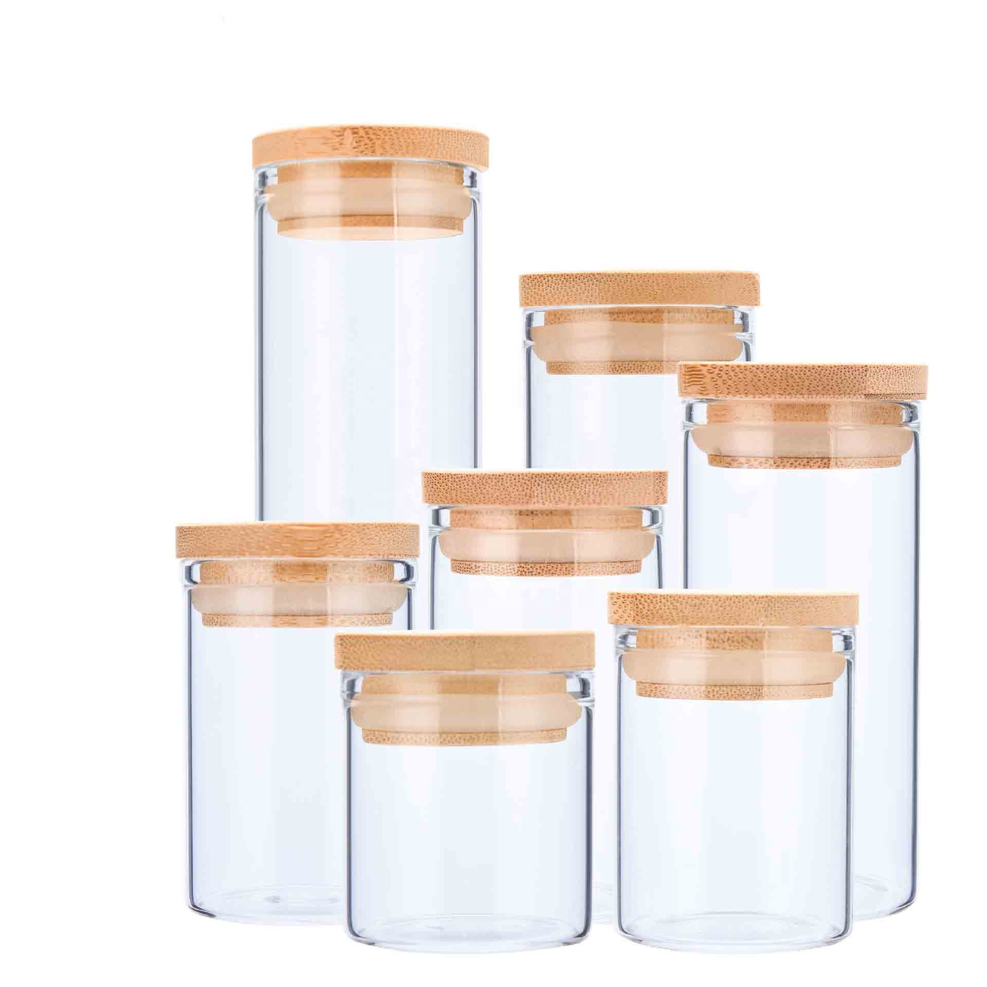 2020 pressitin can plastic jar srocked sealed borosilicate glass jar with bamboo lid high quality