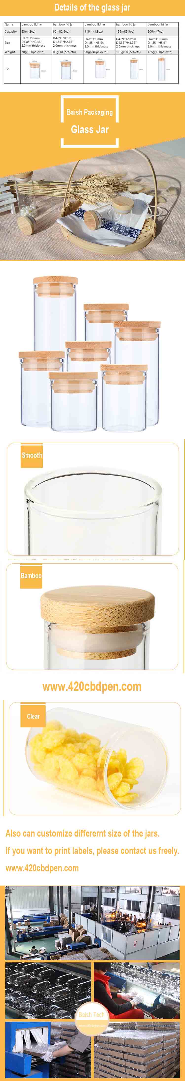 2020 pressitin can plastic jar srocked sealed borosilicate glass jar with bamboo lid high quality