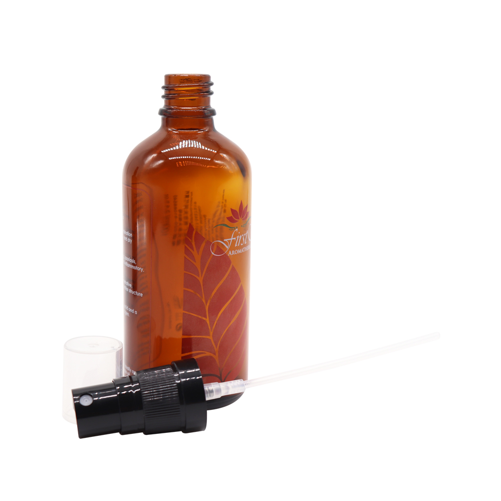 2020 spot hot sale 50ml 100ml amber spray glass bottle cosmetic packaging pressure pump oil bottle black spray bottle