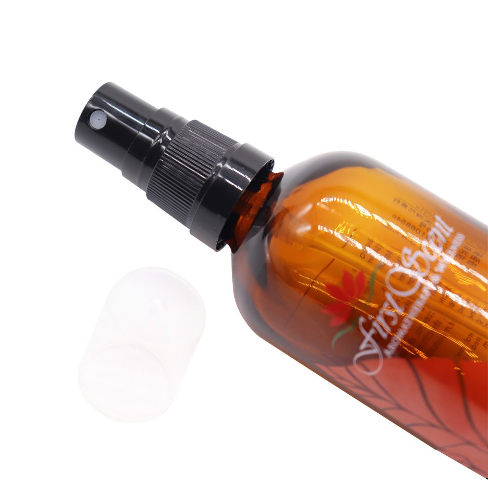 2020 spot hot sale 50ml 100ml amber spray glass bottle cosmetic packaging pressure pump oil bottle black spray bottle