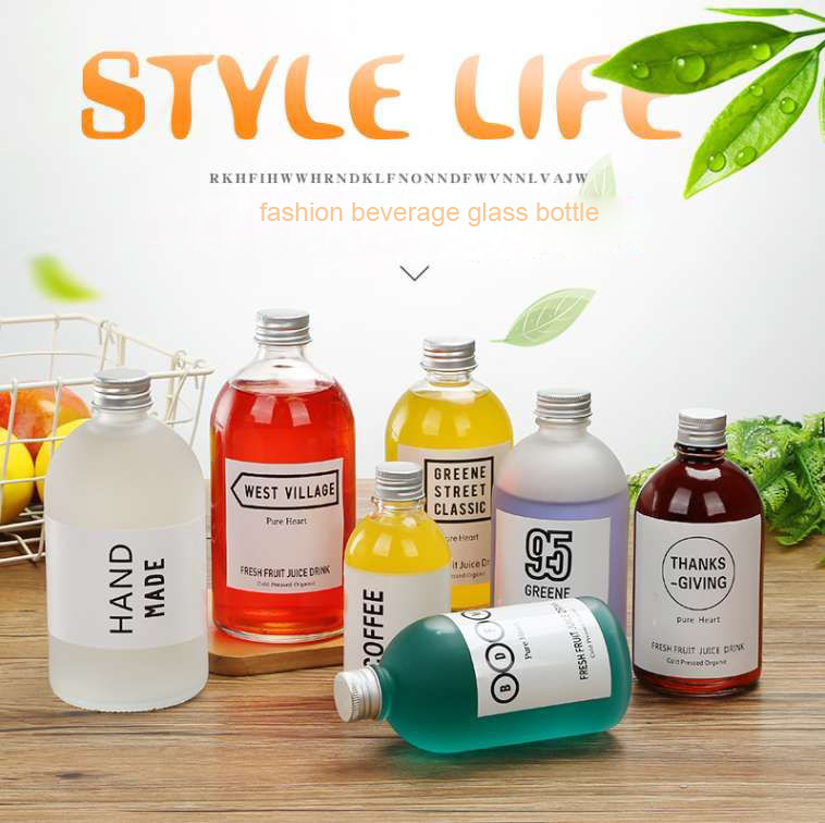 2020 wholesale empty custom 16oz 500ml coffee / juice /milk fruit glass bottle with screw top