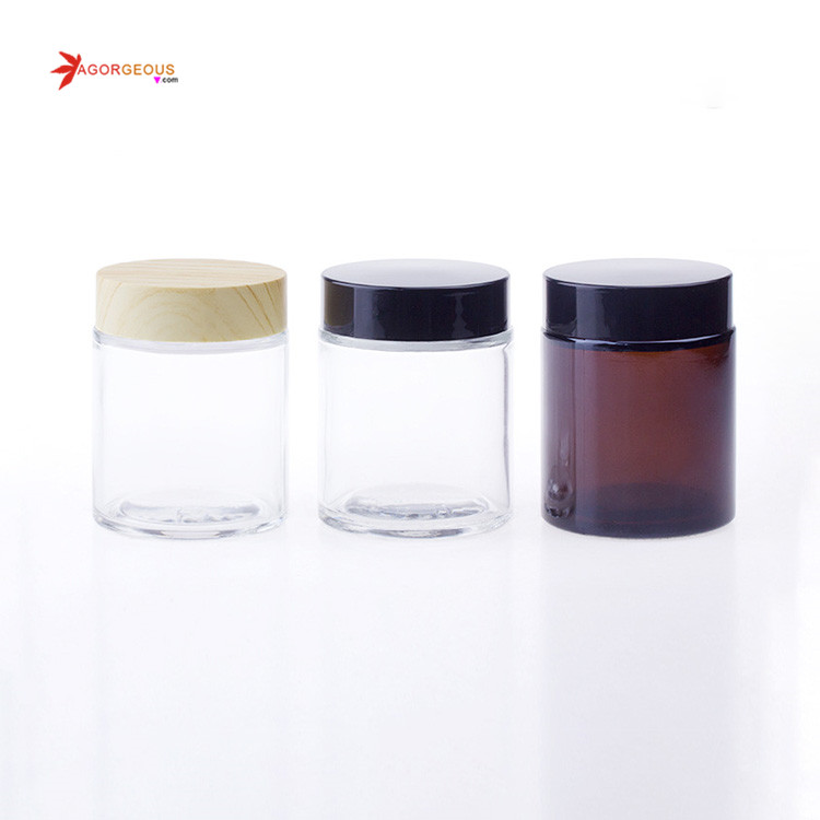 2020 wooden packaging glass lotion bottle cosmetic bottles spray bamboo glass jar with bamboo lid cosmetic glass jar