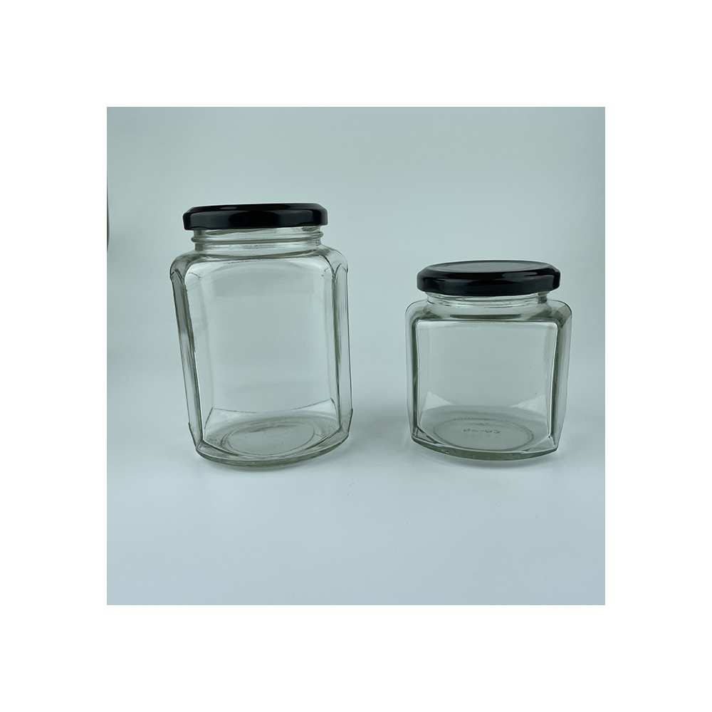 2021 270ml Clear Hexagon Portable Large Glass Jar High Quality for Canned Food