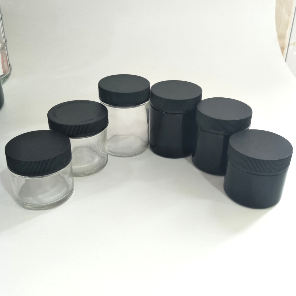 2021 Air tight child resistant packaging cbd flower glass stash jar 2oz 3oz 4oz childproof jars for sale