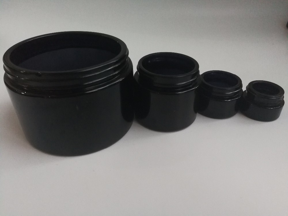 2021 All size matte black glass jar with black lids stocked food jars Child Resistant CR lid