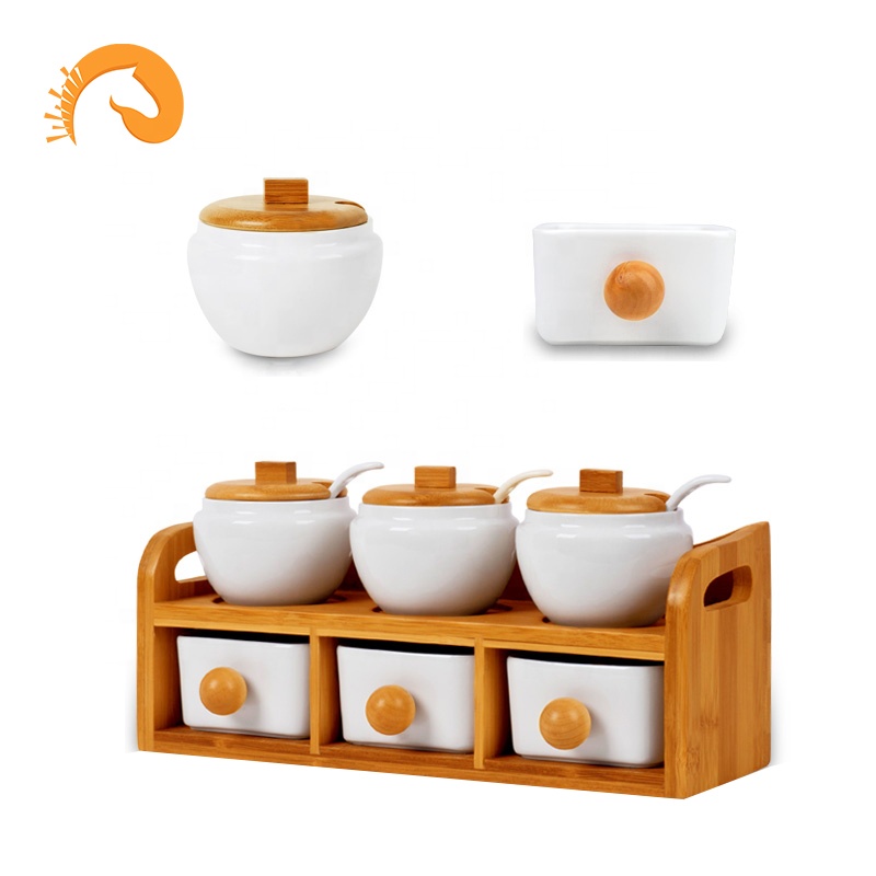 2021 Ceramic seasoning jar combination seasoning box set combination creative with cover
