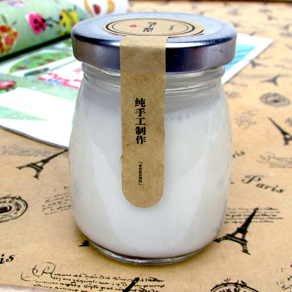 2021 Cheap 50ml 100ml food container yogurt milk clear glass bottles storage pudding jar with plastic lid metal lids