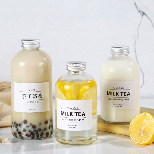 2021 Custom Made Cylindrical Cold Brews kombucha Tea Drinking fresh fruit juice glass bottle