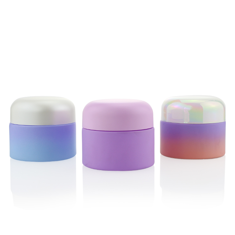 2021 Fashion And Sweet New Cream Jar 50ml Purple Glass Jar Eye Cream Cosmetics Wide Mouth Glass Cosmetic Jar With Lid