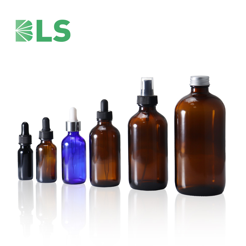 2021 Free Sample Wholesale 10ml 15ml 30ml 50ml 100ml frosted boston 8 oz round amber glass Cosmetic Dropper Bottle