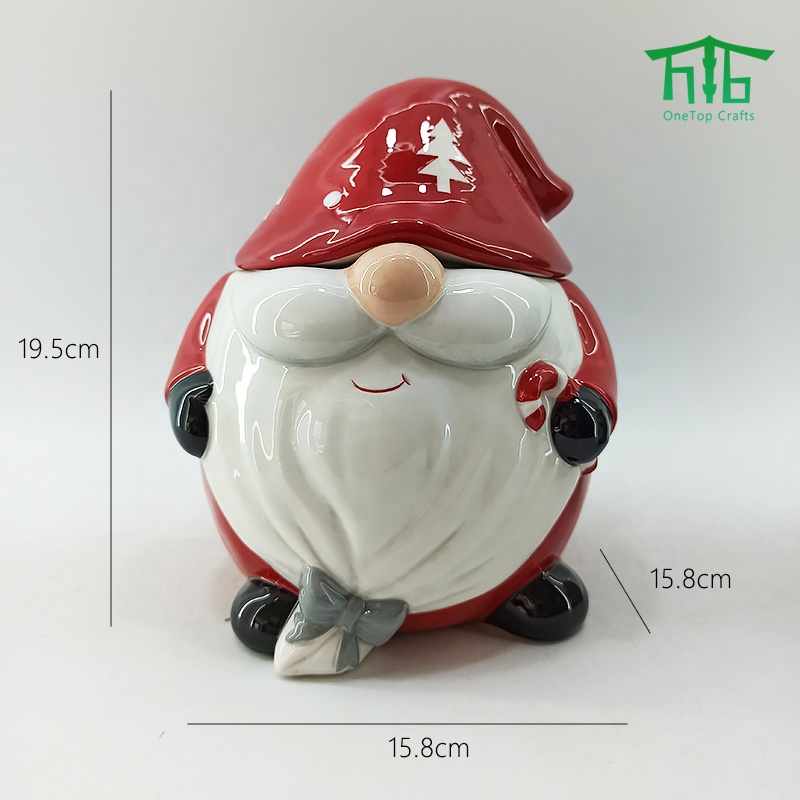 2021 Funny Christmas Santa ceramic cookie jar with lid Christmas Santa design ceramic food storage container