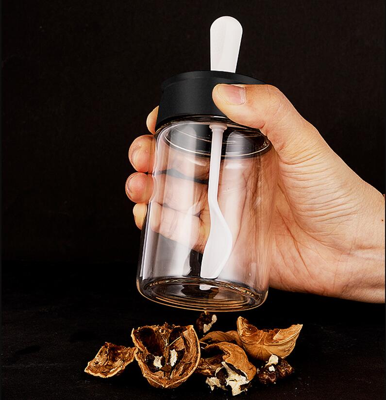 2021 Glass Seasoning Kitchen Spice Kit Bottles Pepper Spoon Seasoning Jars Oil Brush Honey Container Food Set Storage