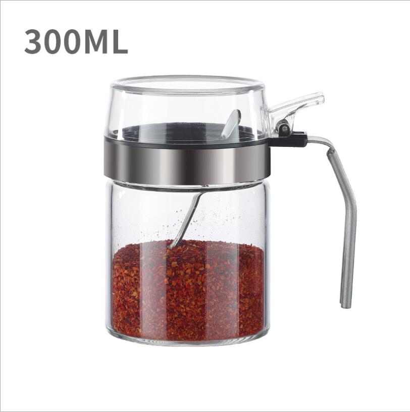 2021 Glass Seasoning Tank Kitchen seasoning box with Spoon Moisture-Proof Cruet Household Sealed Storage