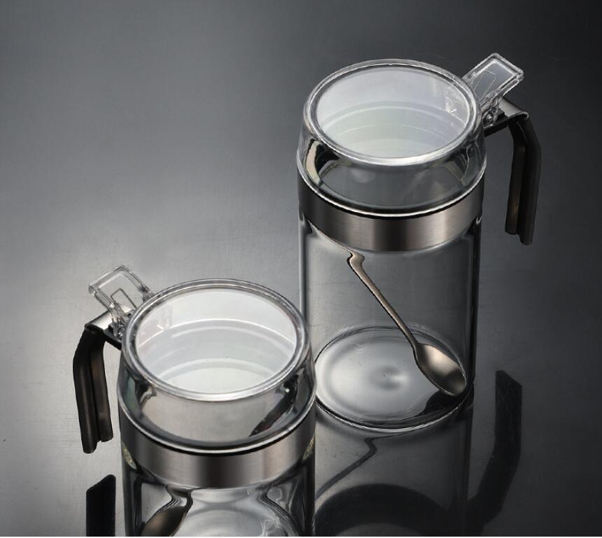 2021 Glass Seasoning Tank Kitchen seasoning box with Spoon Moisture-Proof Cruet Household Sealed Storage