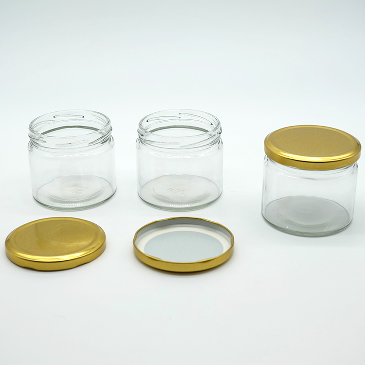 2021 Good Quality Glass Jam Jar with Golden Twist Off Lid 10oz Salsa Glass Jar Daily Use Food Preserving Jar