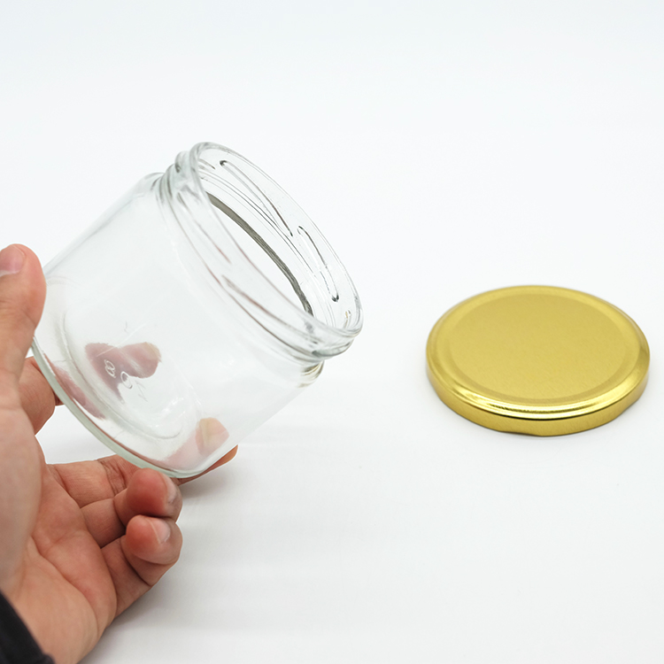 2021 Good Quality Glass Jam Jar with Golden Twist Off Lid 10oz Salsa Glass Jar Daily Use Food Preserving Jar