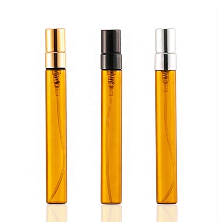 2021 Hot Sale 5Ml 10Ml Portable Amber Glass Spray Perfume Refillable Bottle Light-Proof Glass Aluminum Airless ump Bottle