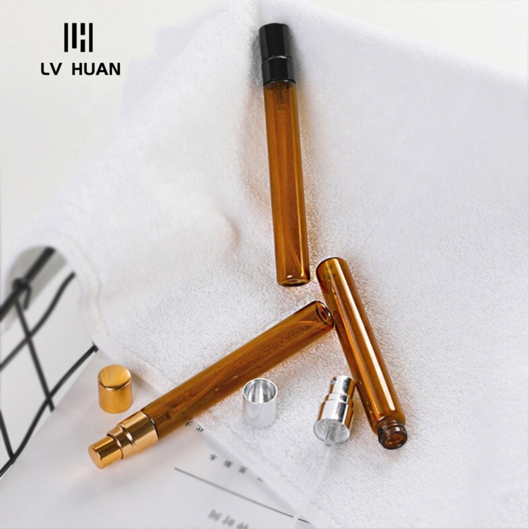 2021 Hot Sale 5Ml 10Ml Portable Amber Glass Spray Perfume Refillable Bottle Light-Proof Glass Aluminum Airless ump Bottle