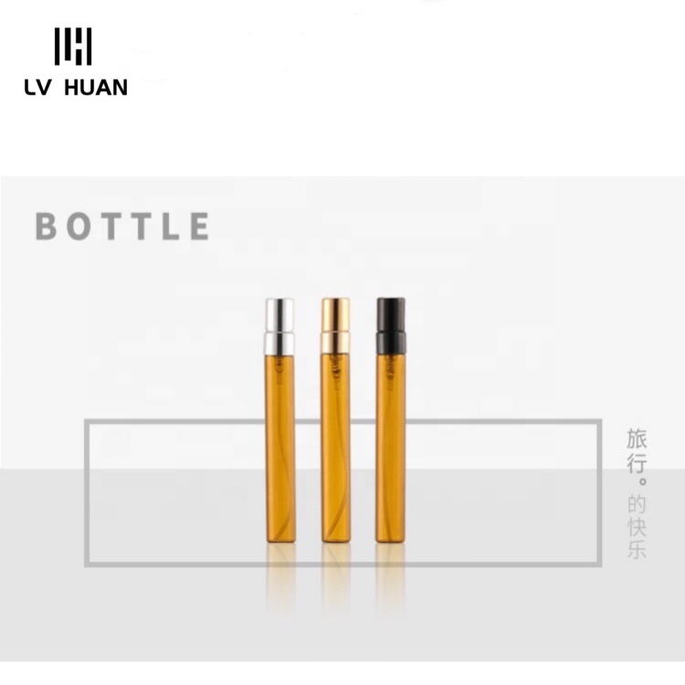 2021 Hot Sale 5Ml 10Ml Portable Amber Glass Spray Perfume Refillable Bottle Light-Proof Glass Aluminum Airless ump Bottle
