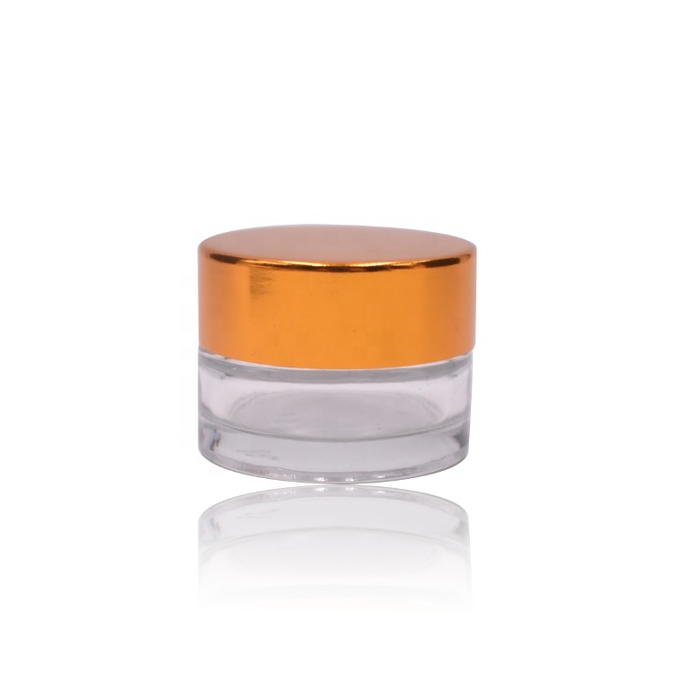 2021 Hot Sale Luxury Cosmetic Packaging For Cream Round Clear Mini Glass Jar 5g With Gold Lid