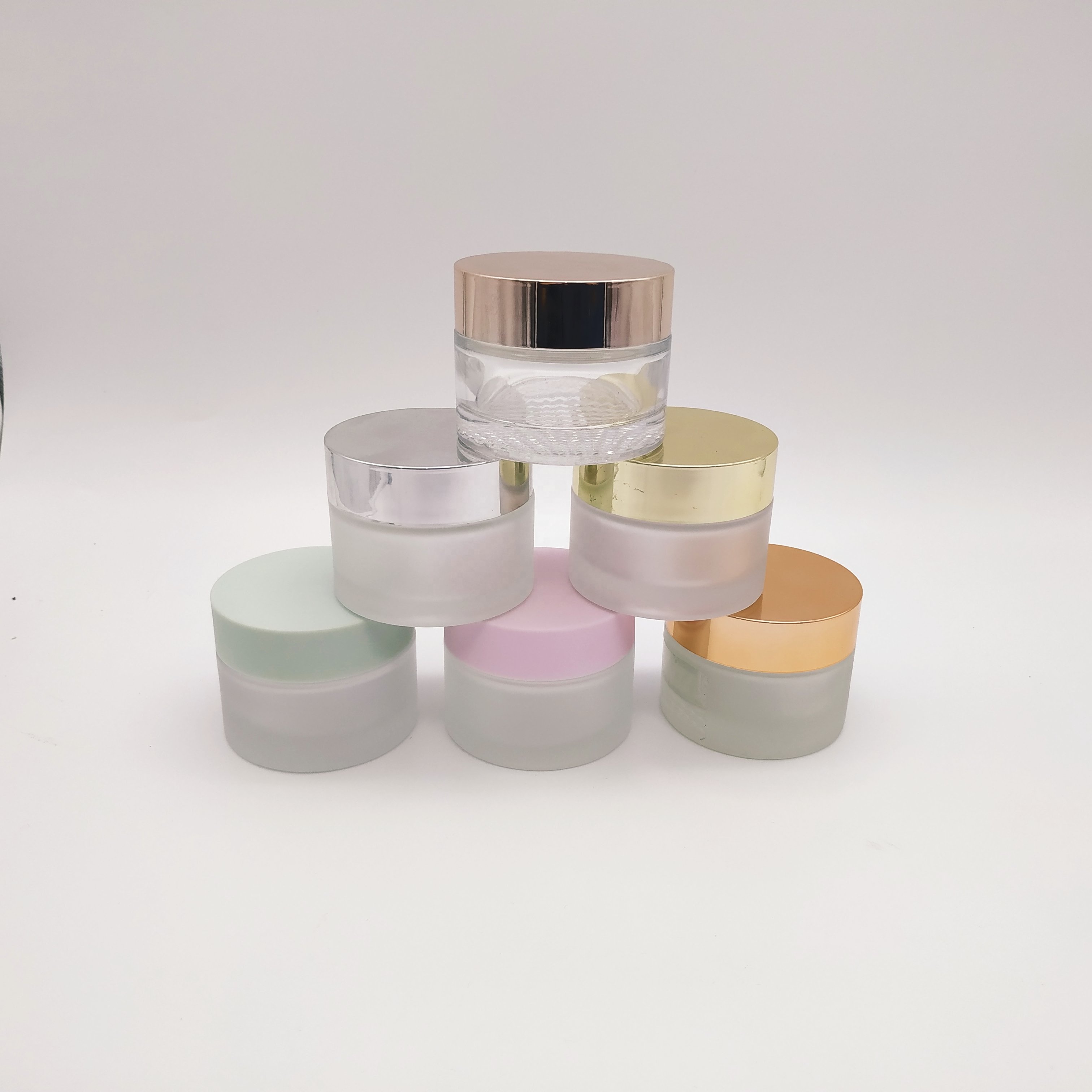 2021 Hot sale high quality cosmetic package 30g 50g cosmetic frosted glass jar for face cream