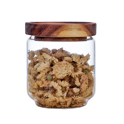 2021 Hot sale on Amazon 250ML Kitchen glass spice jar with wood lid set 16 OZ wholesale