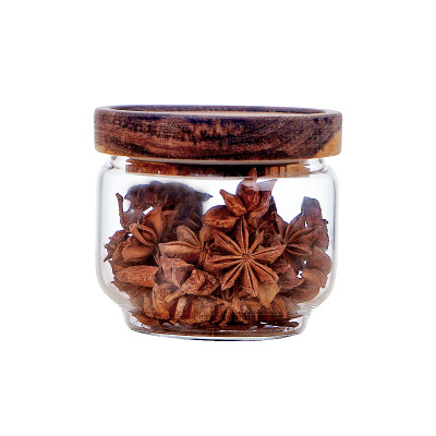 2021 Hot sale on Amazon 250ML Kitchen glass spice jar with wood lid set 16 OZ wholesale