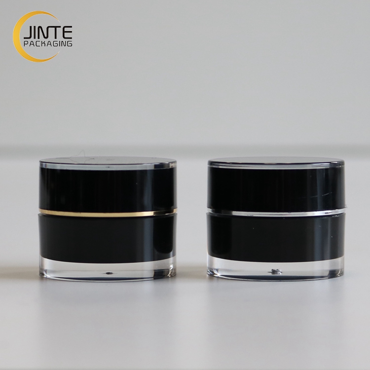 2021 In Stock Cosmetic Packaging Double Walled Acrylic Jar 5g, Glossy Round Black UV Gel Jar