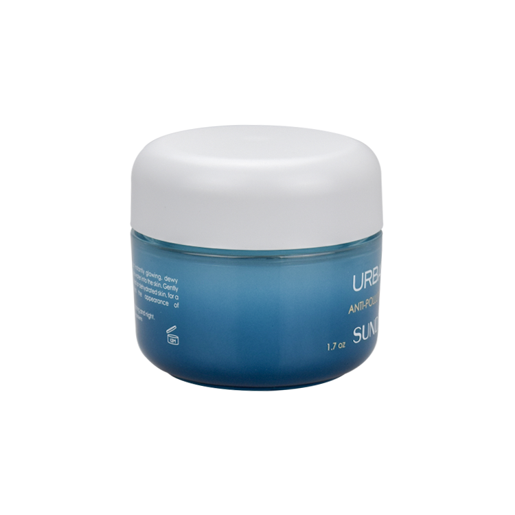 2021 Luxury cosmetic cream jar 50ml 50g 1.7oz gradient blue double wall face mask glass jar with refillable inner