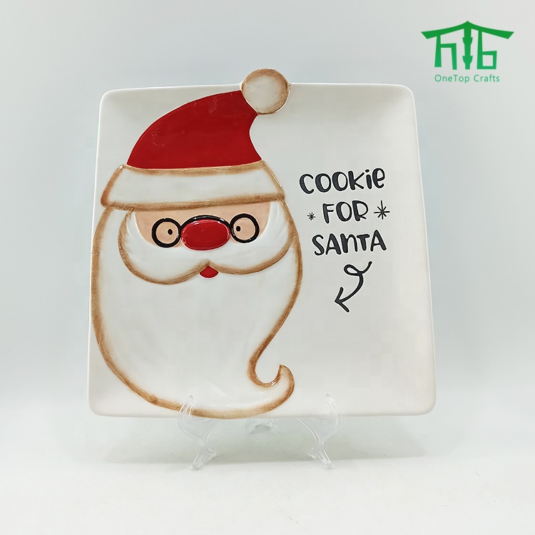 2021 NEW Christmas CERAMIC PLATES Santa Design Ceramic Plate Dinner Dish Plate