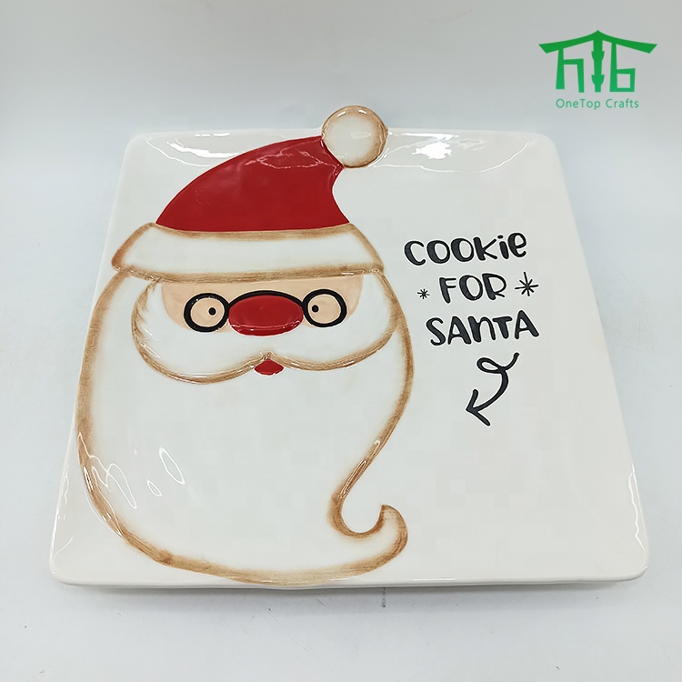 2021 NEW Christmas CERAMIC PLATES Santa Design Ceramic Plate Dinner Dish Plate