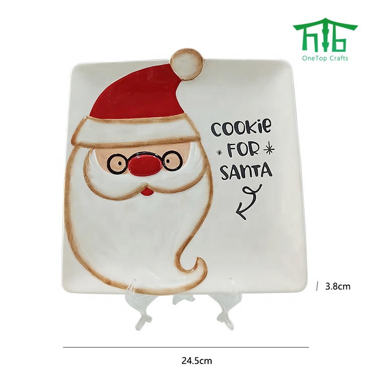 2021 NEW Christmas CERAMIC PLATES Santa Design Ceramic Plate Dinner Dish Plate