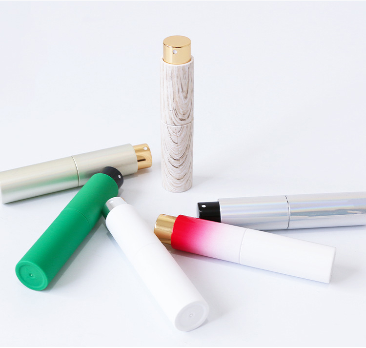 2021 NEW Round White Marble Pattern Velvet Bag 8ml 10ml 20ml Aluminum Twist Up Refillable Travel Perfume Bottles Atomizer