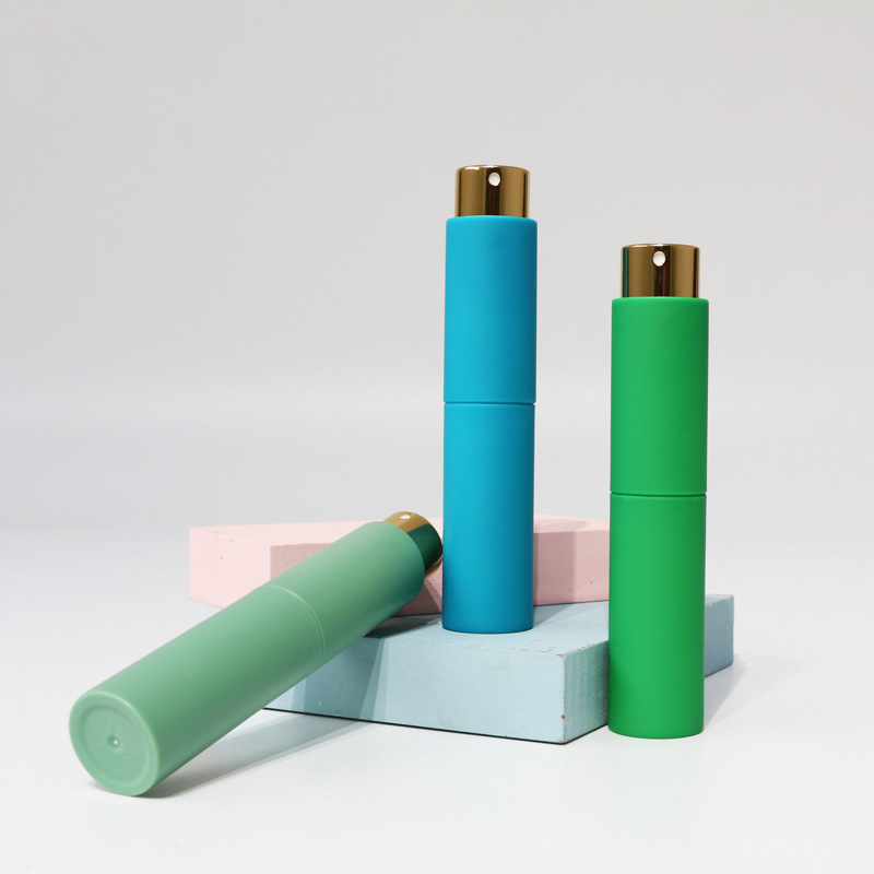 2021 NEW Round White Marble Pattern Velvet Bag 8ml 10ml 20ml Aluminum Twist Up Refillable Travel Perfume Bottles Atomizer