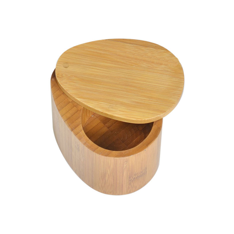 2021 New Arrival Eco-friendly Bamboo Round Spice Box Salt Pepper Jar Kitchen Storage With Lid