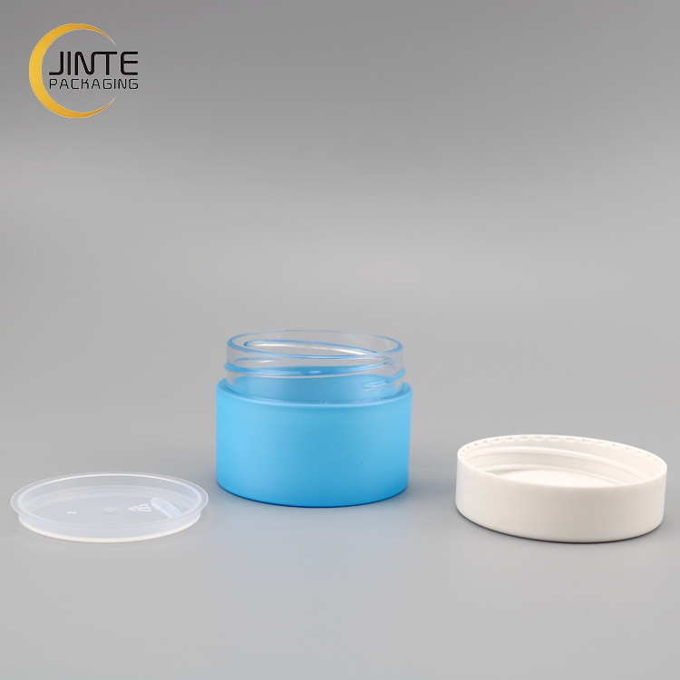 2021 New Color Matte Blue PETG Plastic Jar with Matte White Cap for Cream 50ml