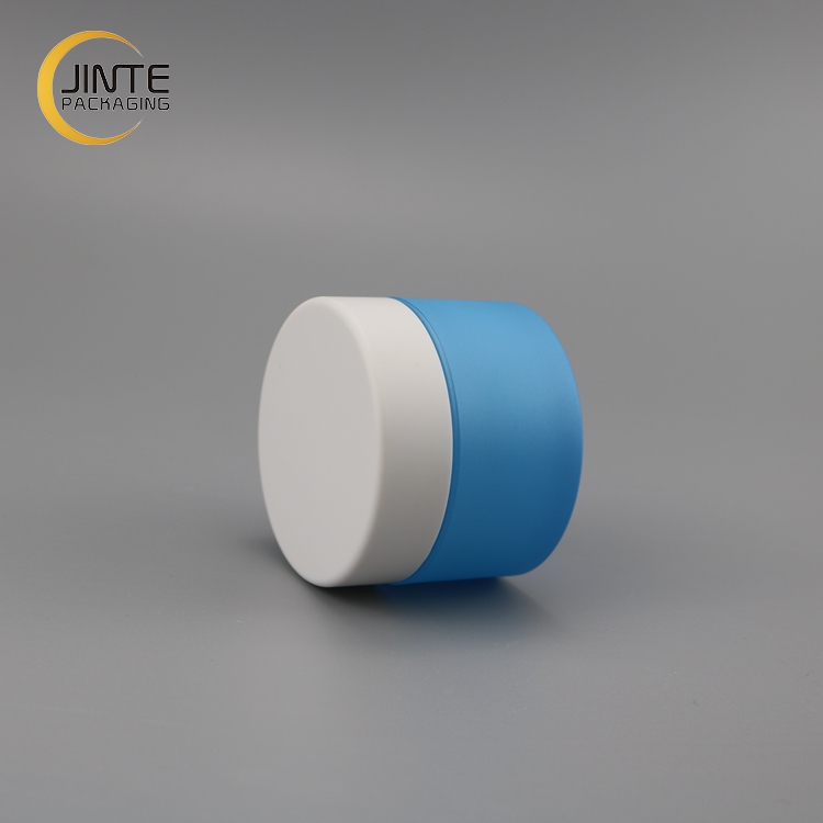 2021 New Color Matte Blue PETG Plastic Jar with Matte White Cap for Cream 50ml