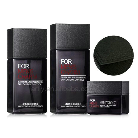 2021 New Design 100ml 120ml 50g Square Glass Bottles And Jars With Imitation Leather Cap Luxury Cosmetic Packaging For Men